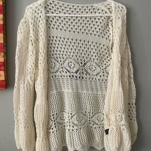SHEIN Cream Open-Knit Cardigan